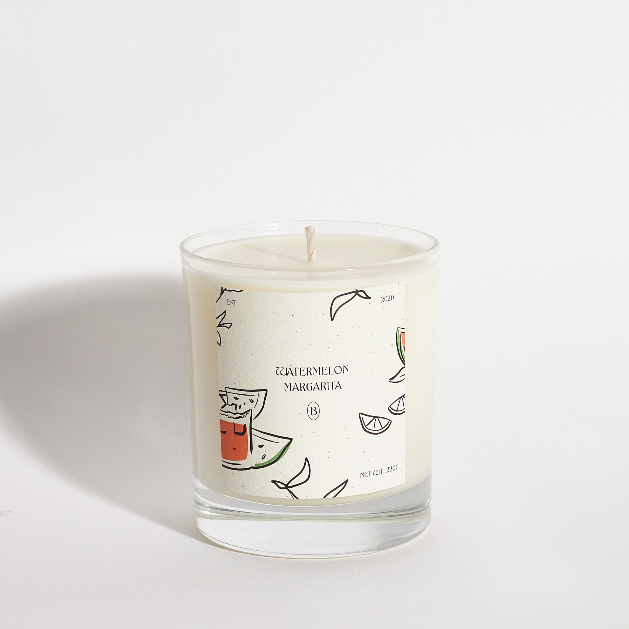 Boujie Watermelon Margarita jar candle, handmade with natural soy wax – front view. Boujie Watermelon Margarita jar candle, handmade with natural soy wax – front view.