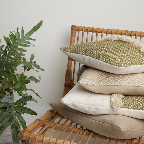 ‘MOSS’ FRINGED CUSHION COVER