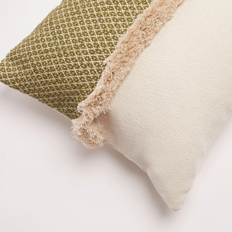 ‘MOSS’ FRINGED CUSHION COVER