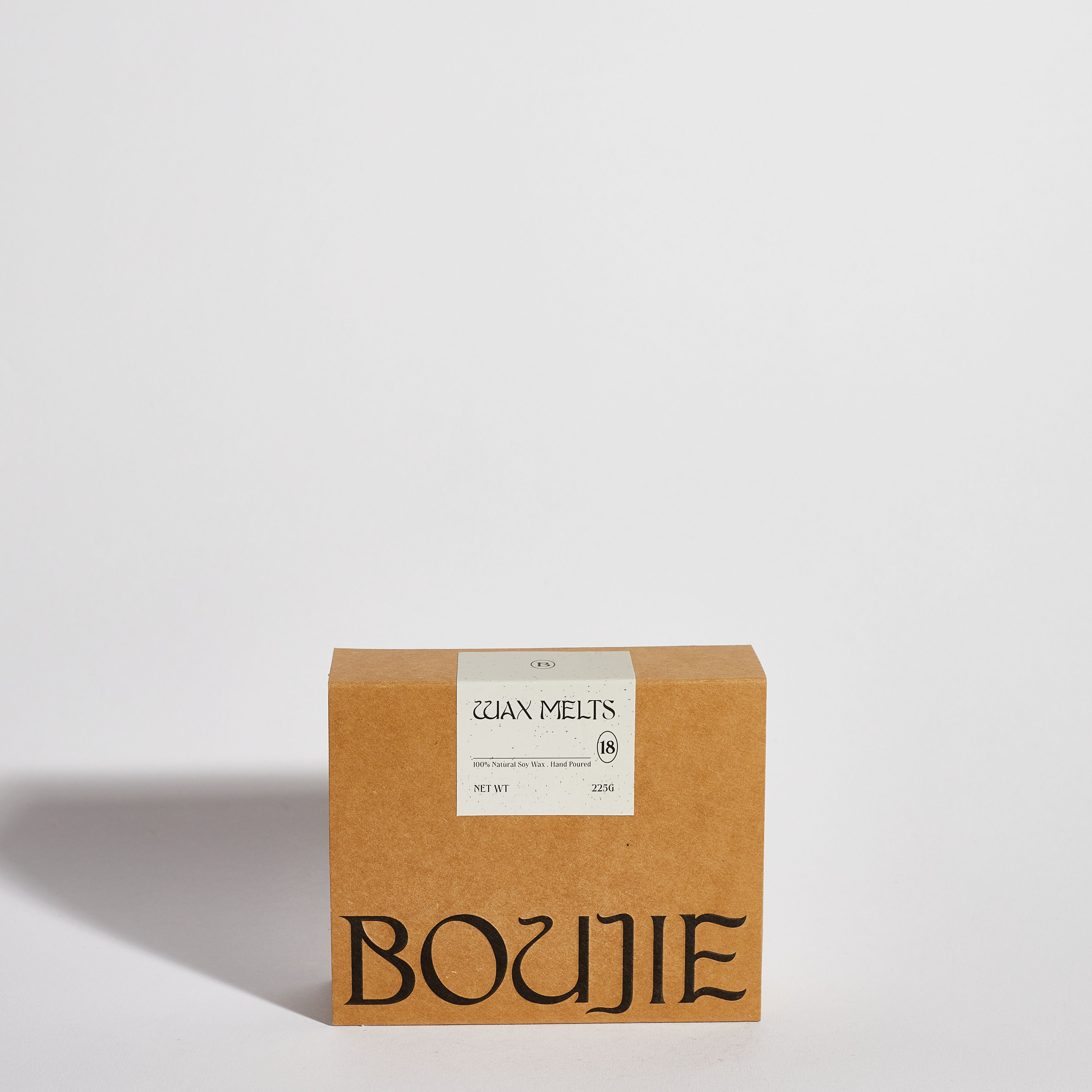 Boujie soy wax melts in sustainable kraft box packaging